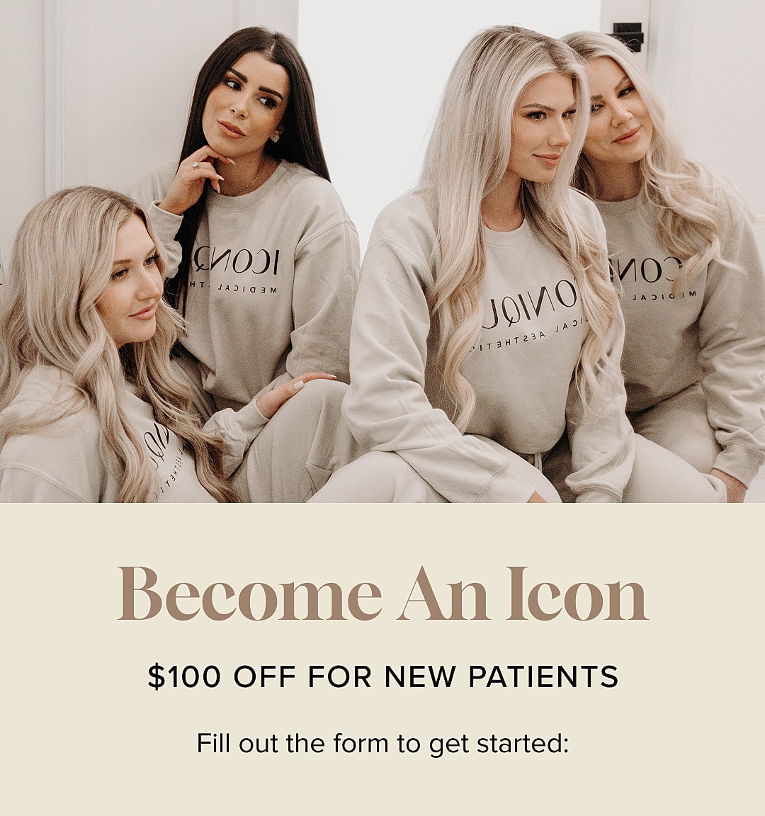 Women promoting medical aesthetics services and discounts.